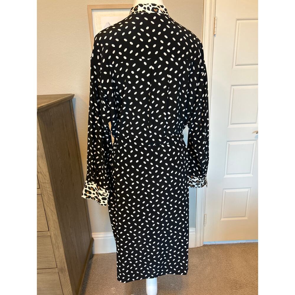 ROSSO35 | 100% Silk Polka Dot Animal Print Belted Dress | 46 (US 12) - Picture 10 of 12